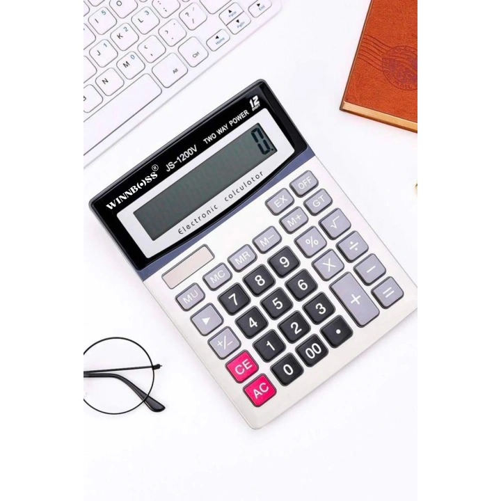 BiiShe® 12 Haneli Geniş LCD Ekran, Pilli Büyük Düğmeli Hesap Makinesi