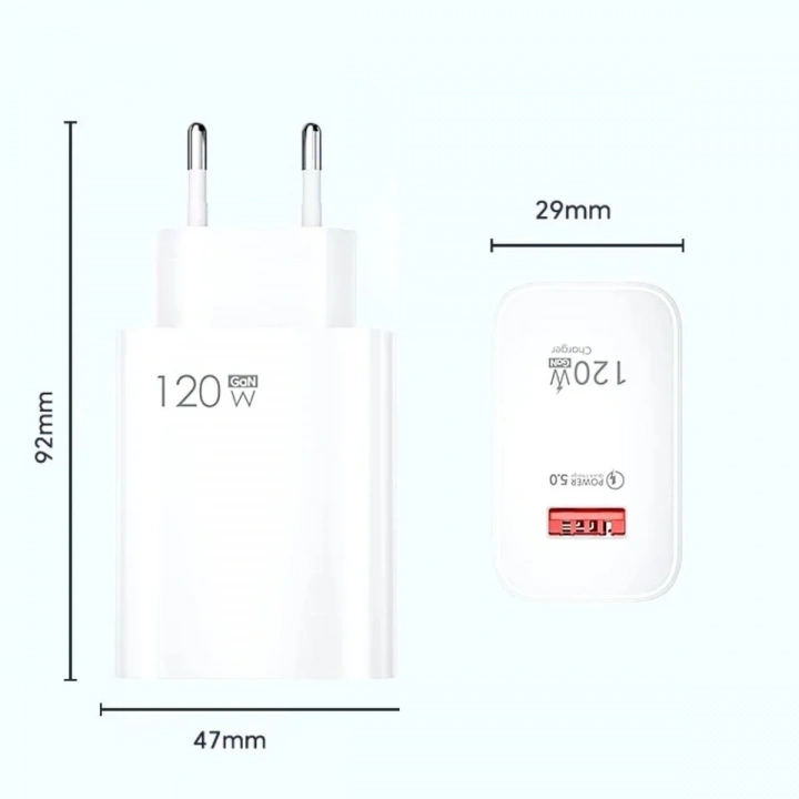 BiiShe® 120W USB Hızlı Type C Uçlu Kablolu Şarj Aleti