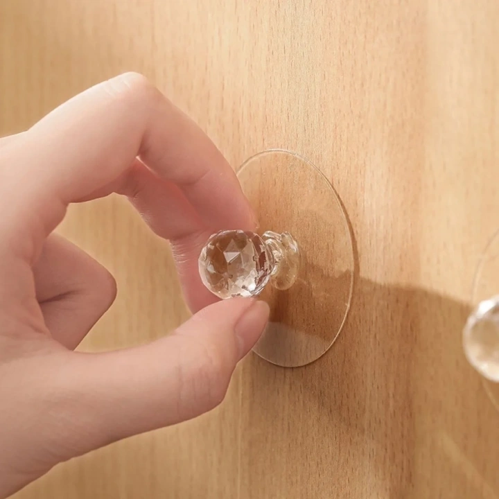 BiiShe® 2 Adet Kristal Kendiliğinden Güçlü Yapışkanlı Kulp Askısı Tutma Kolu