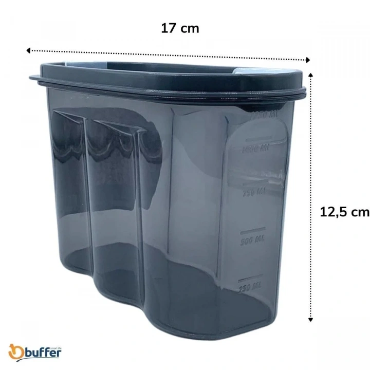 BiiShe® 2 Kapaklı Ölçekli Erzak Saklama Kabı - 1,2 Litre - SA930