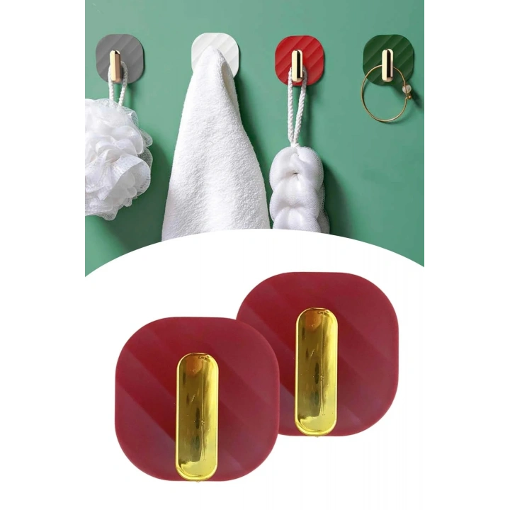BiiShe® 2li Yapışkanlı Retro Askılık Dolap Kapak Kulpu Kırmızı