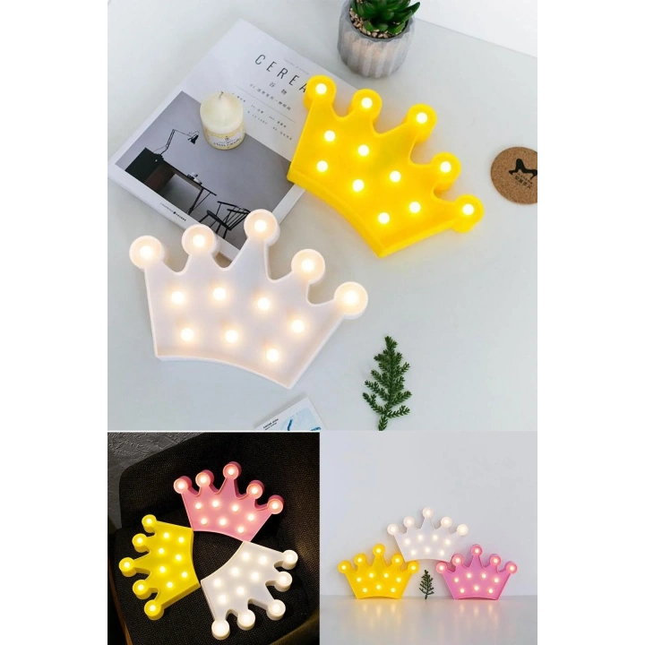 BiiShe® 3D Dekoratif Pilli Kraliçe Tacı Model Led Masa ve Gece Lambası