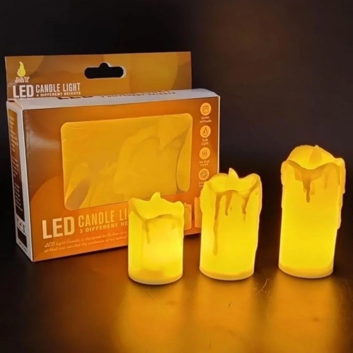 BiiShe® 3’lü Pilli Dekoratif LED Mum Işıkları – Gerçek Alev Efektli