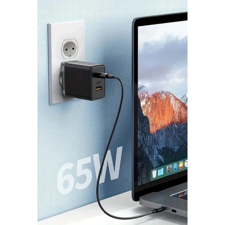 BiiShe® 65W Hızlı Şarj Edebilen TYPE C uçlu Şarj Aleti