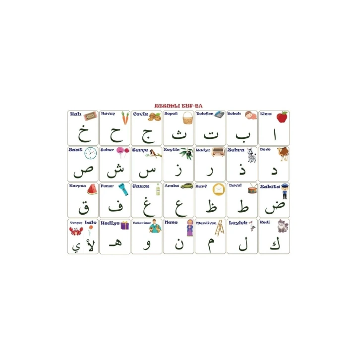 BiiShe® 70x100 cm Statik Kağıt Elif-Ba Öğrenme Tahtası