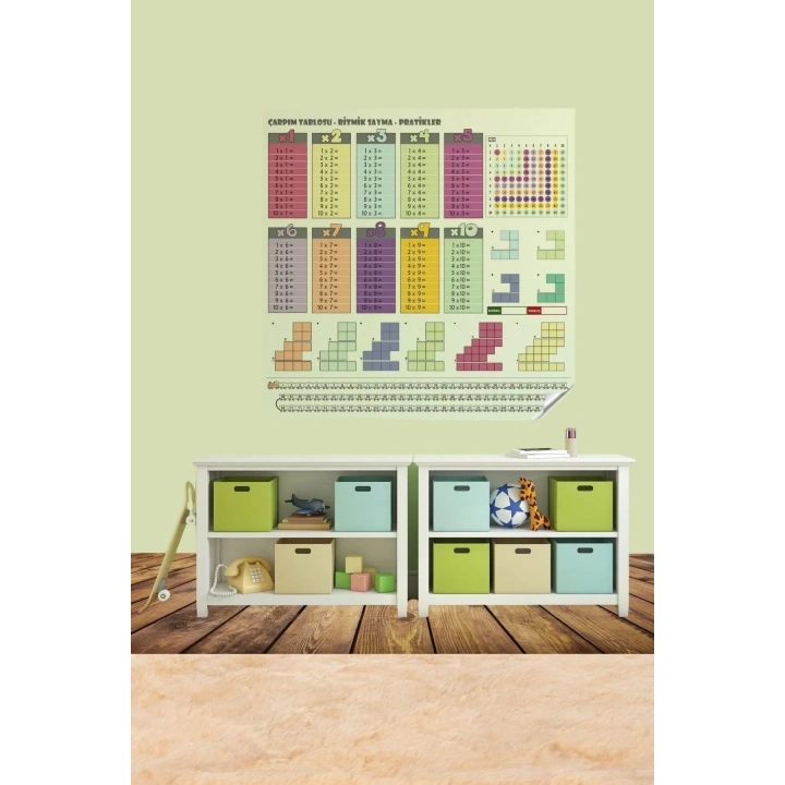 BiiShe® 70x70cm Statik İz Bırakmaz Kağıt Renkli Çarpım Tablosu