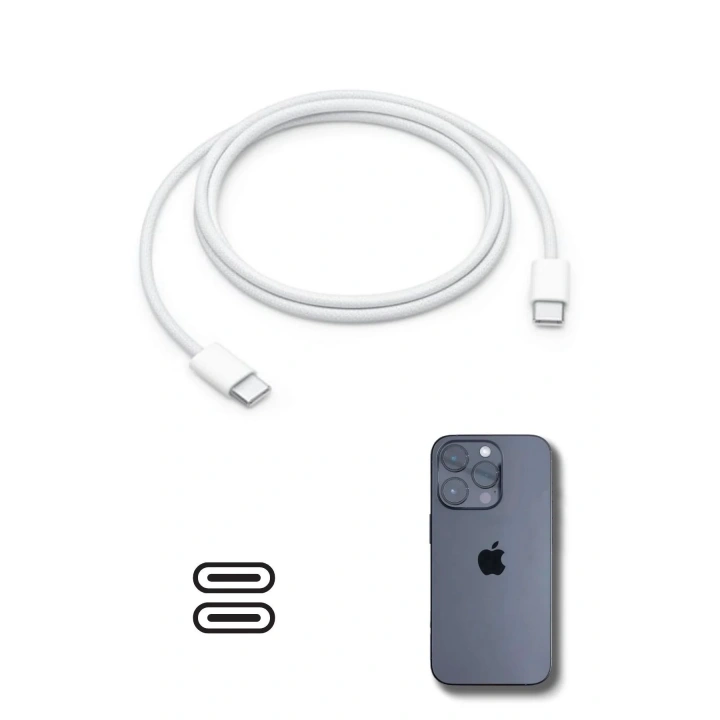 BiiShe® Apple 15/15 Pro Type-C to Type-C Hasır Örgü Hızlı Şarj Kablosu (1m)
