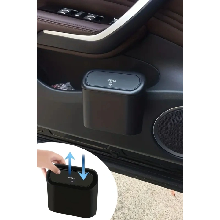BiiShe® Araç İçi Takılarak Sabitlenebilen Mini Kapaklı Çöp Kovası