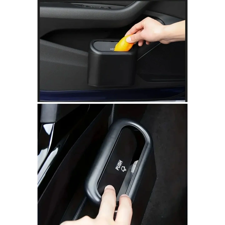 BiiShe® Araç İçi Takılarak Sabitlenebilen Mini Kapaklı Çöp Kovası