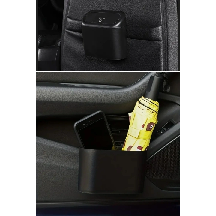 BiiShe® Araç İçi Takılarak Sabitlenebilen Mini Kapaklı Çöp Kovası