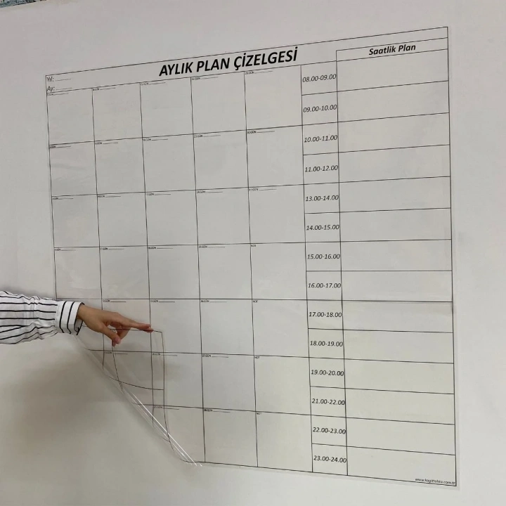 BiiShe® Aylık Planlayıcı Manyetik Duvar Stickerı Takvim Plan Çizelgesi