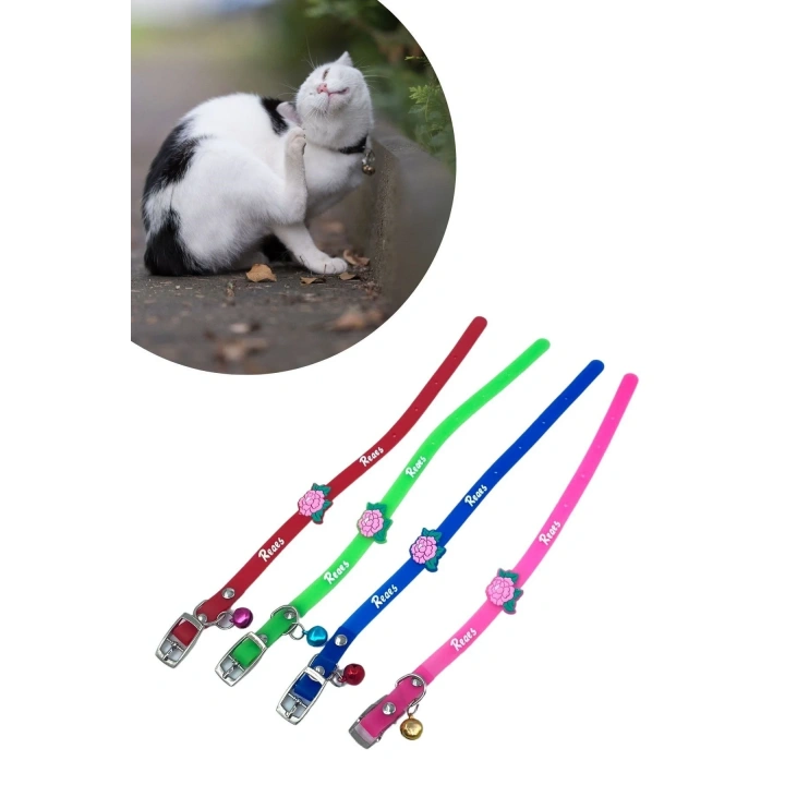 BiiShe® Çıngıraklı Zilli Sevimli Renkli Slikon Kedi Köpek Boyun Tasması