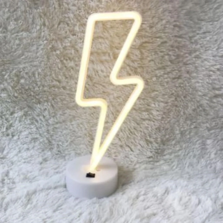 BiiShe® Dekoratif Şimşek Şeklinde Pilli Neon Led Lamba Süs Masa Lambası
