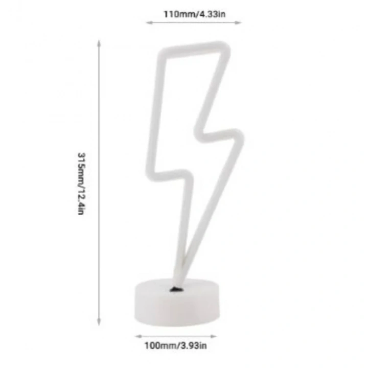 BiiShe® Dekoratif Şimşek Şeklinde Pilli Neon Led Lamba Süs Masa Lambası