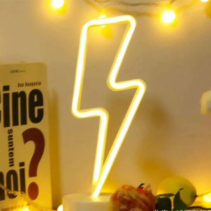 BiiShe® Dekoratif Şimşek Şeklinde Pilli Neon Led Lamba Süs Masa Lambası