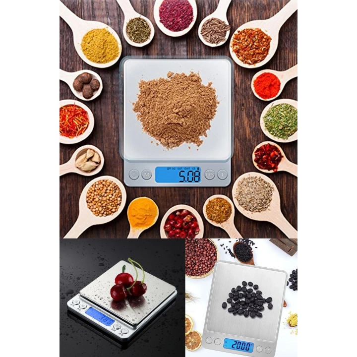 BiiShe® Dijital Hassas Mutfak Terazisi Hassas Tartı 2000 Gr/01 Gr Hassasiyet