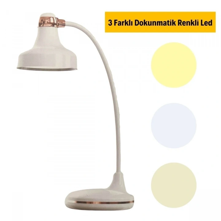 BiiShe® Dokunmatik 3 Farklı LED Işıklı Çalışma Masası Üstü Lamba