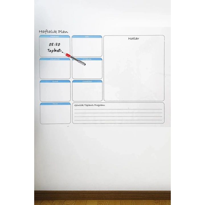 BiiShe® Haftalık Planlayıcı Manyetik Duvar Stickerı Takvim 56 cm x 70 cm