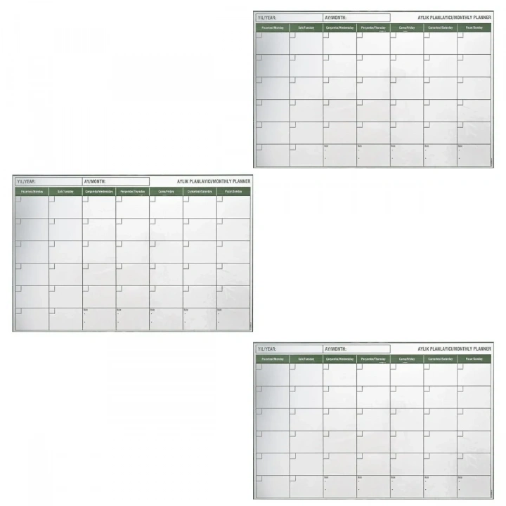 BiiShe® Manyetik Yapışkanlı Bir Aylık Program Planlayıcı Takvim 85x56 cm
