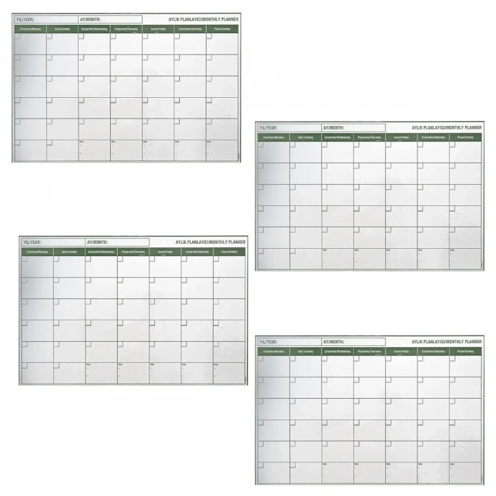 BiiShe® Manyetik Yapışkanlı Bir Aylık Program Planlayıcı Takvim 85x56 cm
