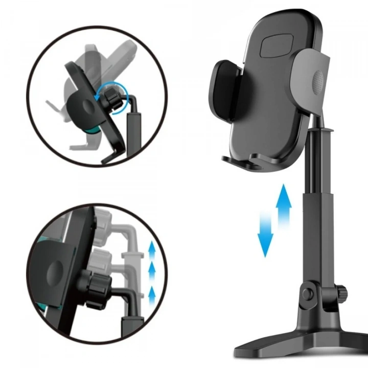 BiiShe® Masaüstü Telefon Standı 360 Derece Dönebilen Başlıklı Ayaklı Telefon Tripodu