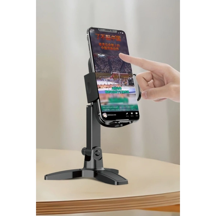 BiiShe® Masaüstü Telefon Standı 360 Derece Dönebilen Başlıklı Ayaklı Telefon Tripodu