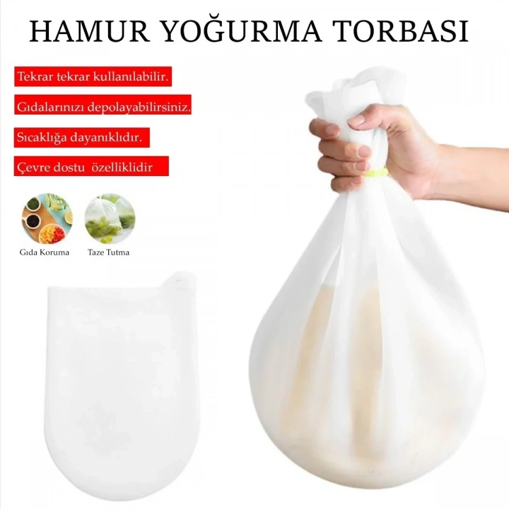 BiiShe® Orta Hamur Torbası Silikon Şeffaf Hamur Yoğurma Torbası Ekmek Makarna Mantı  Hamuru Kolay Yo