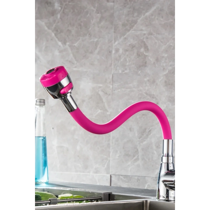 BiiShe® Oynar Başlıklı Tasarruflu Kubar Musluk Borusu ve Başlığı  Pembe