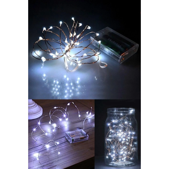 BiiShe® Pilli 5 metre Dekoratif Peri Led Beyaz Aydınlatma Süsleme Lambası