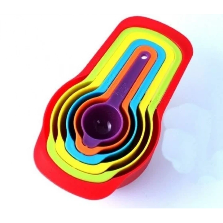 BiiShe® Pratik Ölçü Kaşığı Kabı 5li Şeker Baharat Sıvı Ölçer Aparat
