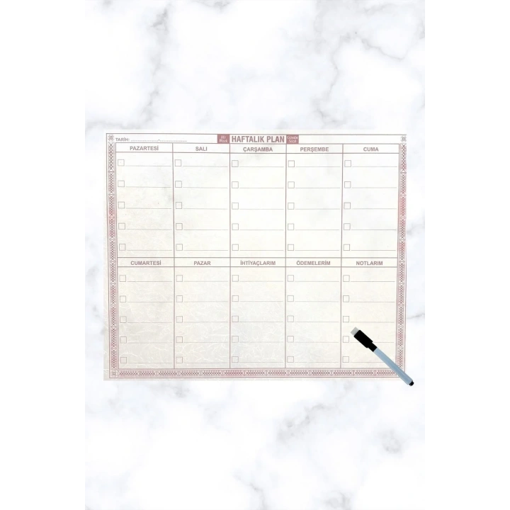 BiiShe® Şeffaf Kendiliğinden Yapışkanlı Kalemli Haftalık Planlayıcı 40cm-50cm