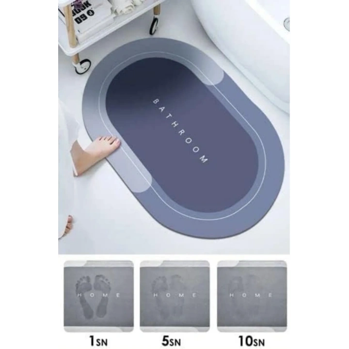BiiShe® Sihirli Süper Su Emici Kaymaz Tabanlı Oval Paspas 40*60 cm