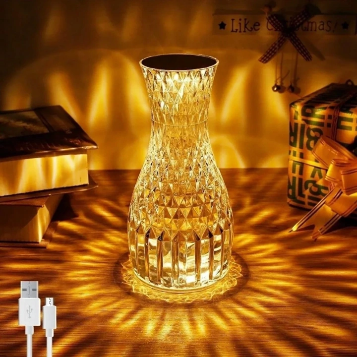 BiiShe® Sürahi Model USB Şarjlı Kumandalı 16 Farklı Işık Modlu Masa Üstü Kristal Akrilik Lamba Led