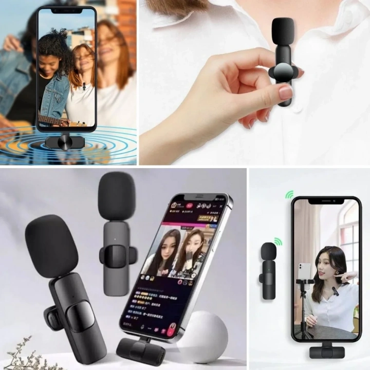 BiiShe® Type C Uyumlu İphone Dönüştürücülü Kablosuz Yaka Mikrofonu Android ve İphone Uyumlu Mini Mikrofon