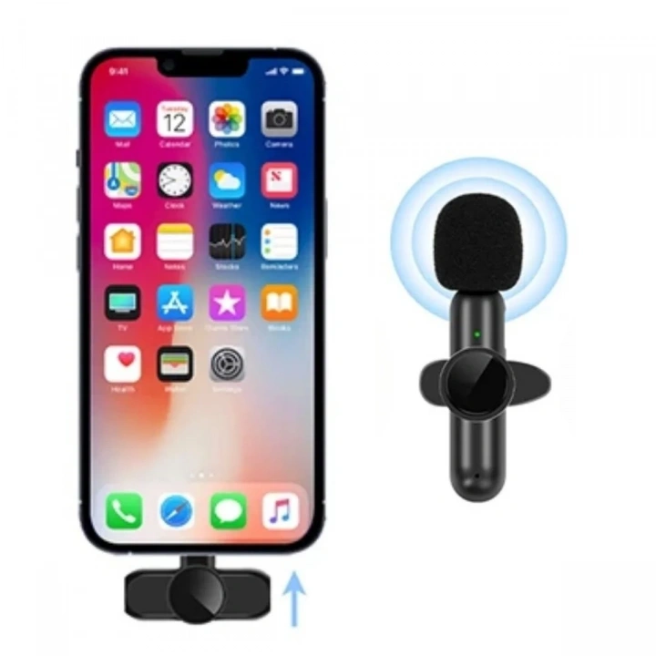 BiiShe® Type C Uyumlu İphone Dönüştürücülü Kablosuz Yaka Mikrofonu Android ve İphone Uyumlu Mini Mikrofon
