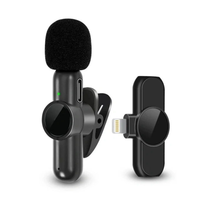 BiiShe® Type C Uyumlu İphone Dönüştürücülü Kablosuz Yaka Mikrofonu Android ve İphone Uyumlu Mini Mikrofon