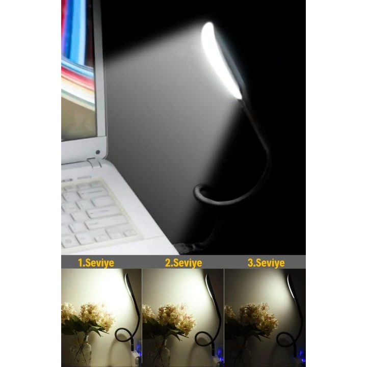 BiiShe® USB Girişli 14 Ledli 3 Kademeli Dokunmatik Masa/Kitap Okuma Lambası Ledi Siyah