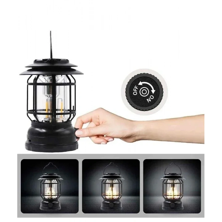 Bluetooth Hoparlör Özellikli Dimerli Led Kamp Lambası Hs66 (5468)