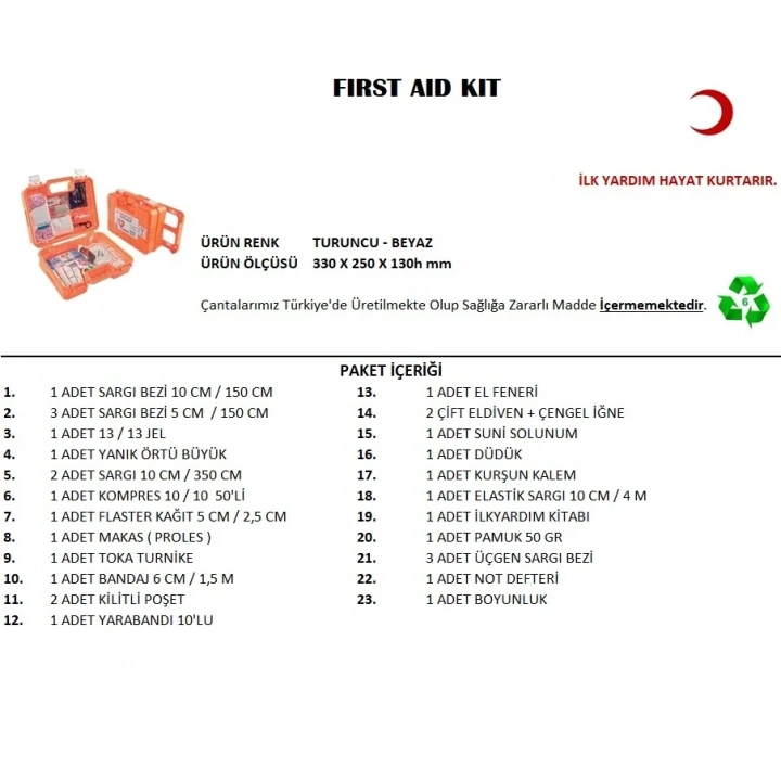 Büyük Boy İlk Yardım Seti First Aid Kit (5468)