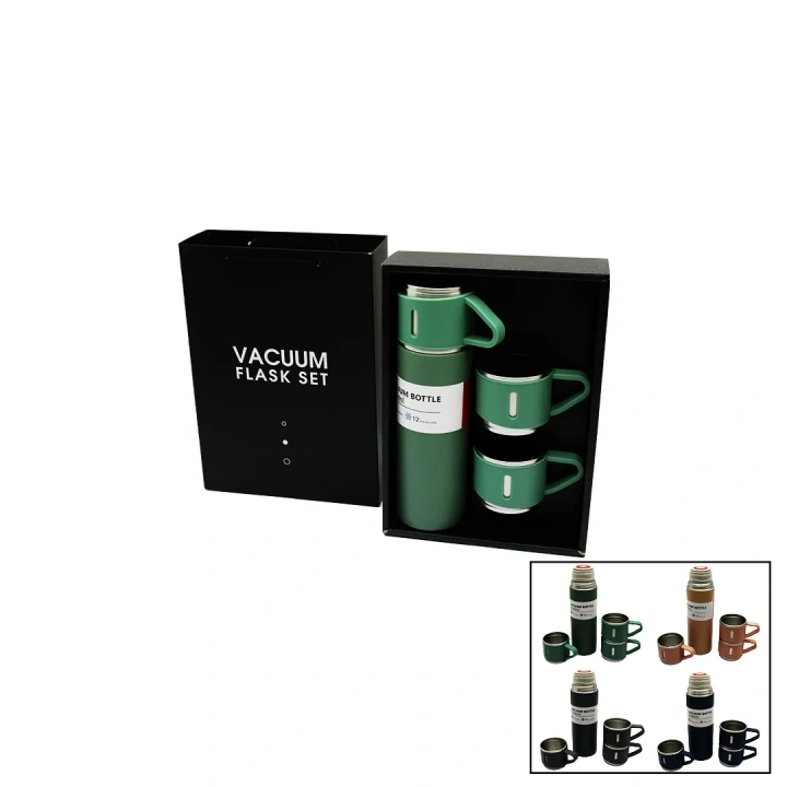ÇANTALI 500ML 3 PARÇA  BARDAKLI ÇELİK TERMOS SETİ (5468)