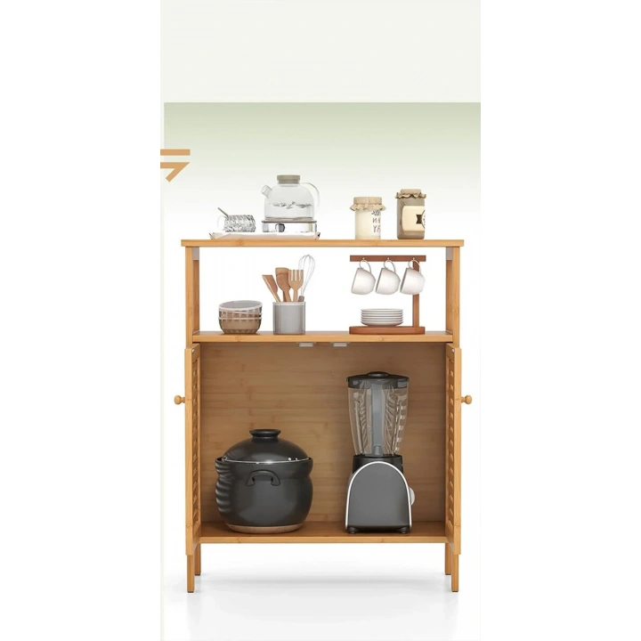 ÇOK AMAÇLI DOLAP AHŞAP BAMBU ORGANİZER RAFLI 66X33X85CM (5468)