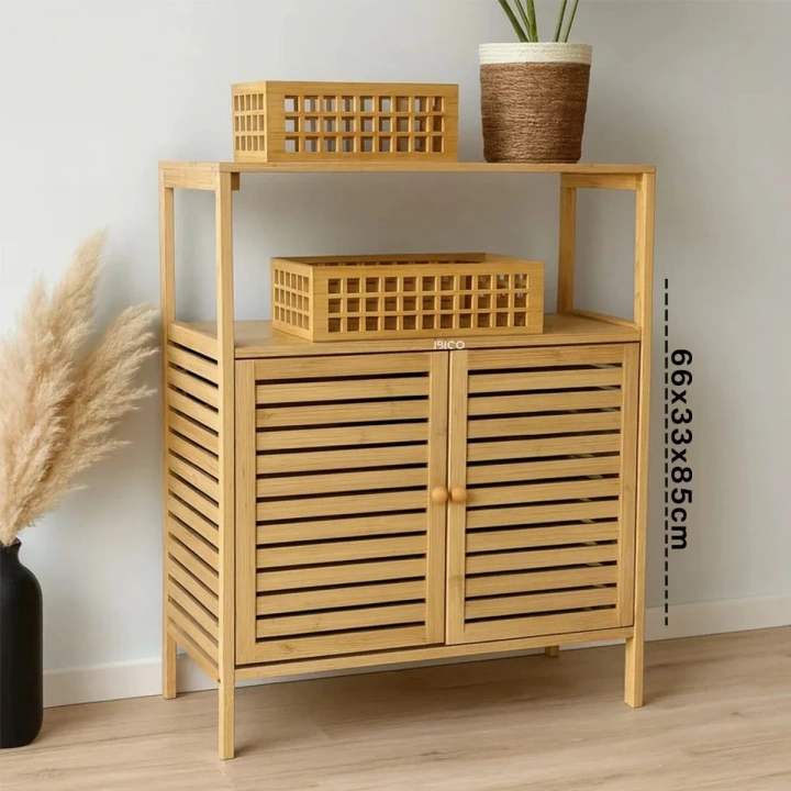 ÇOK AMAÇLI DOLAP AHŞAP BAMBU ORGANİZER RAFLI 66X33X85CM (5468)