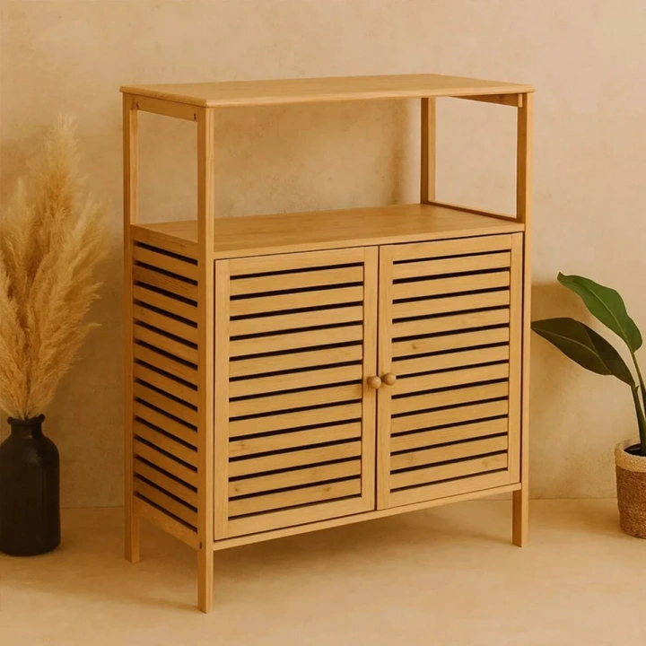 ÇOK AMAÇLI DOLAP AHŞAP BAMBU ORGANİZER RAFLI 66X33X85CM (5468)