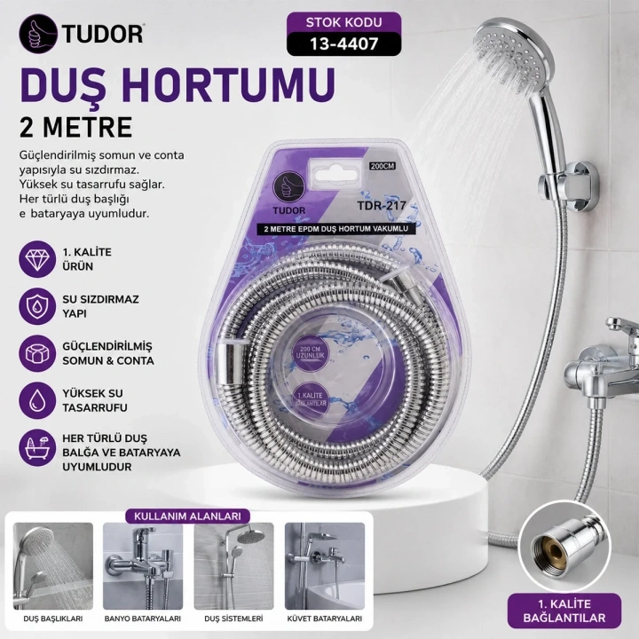 DUŞ HORTUMU 200CM VAKUMLU AMBALAJ (5468)