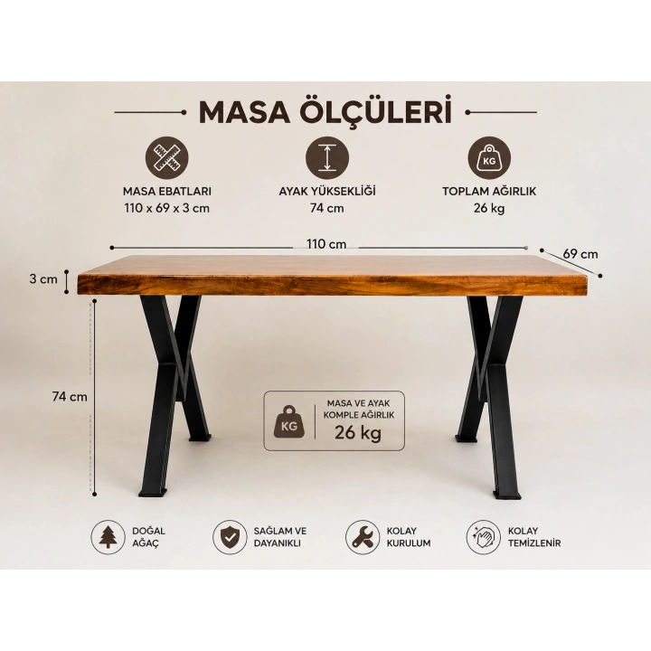 EPOKSİ RENKLİ DÖKÜM CEVİZ MASA