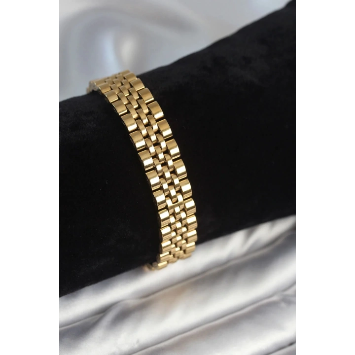 Mey İthalat® 316L Çelik 12 mm Kalınlıkta Gold Renkli Erkek Bileklik