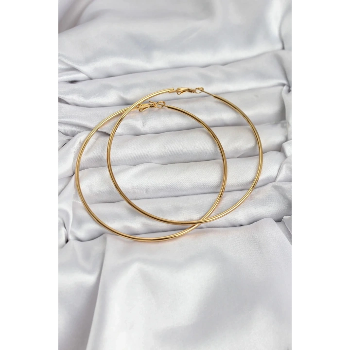 Mey İthalat® 316L Çelik Gold Renk 75 mm Halka Küpe