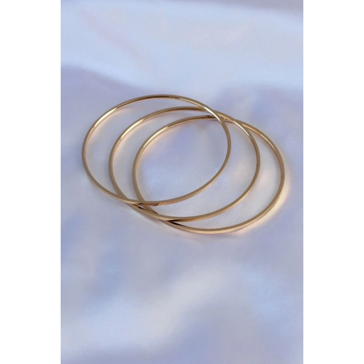 Mey İthalat® 316L Çelik Gold Renk Ajda Model Kadın 65 mm Bilezik