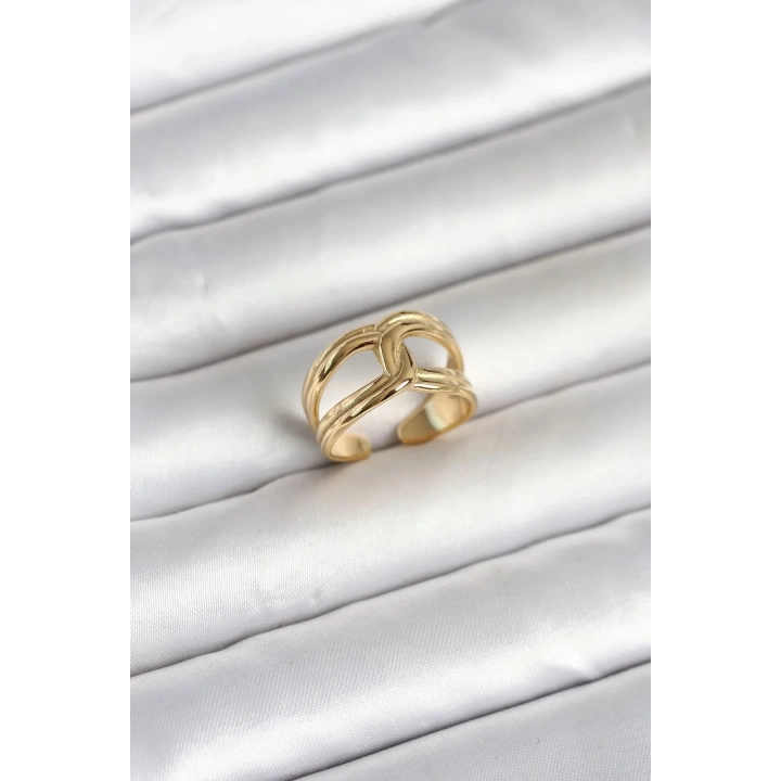 Mey İthalat® 316L Çelik Gold Renk Düğüm Model Kadın Yüzük