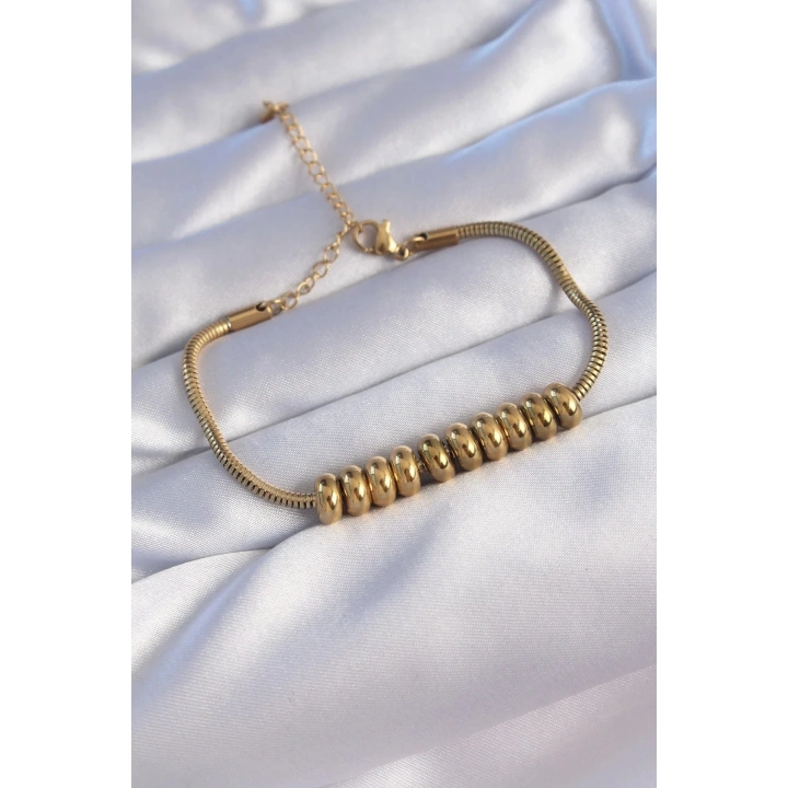 Mey İthalat® 316L Çelik Gold Renk Oval Figürlü Bileklik